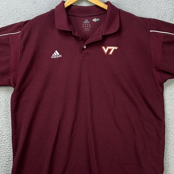 Virginia Tech Hokies Climacool Men XL Shirt Polo Maroon Performance Rugby Adidas